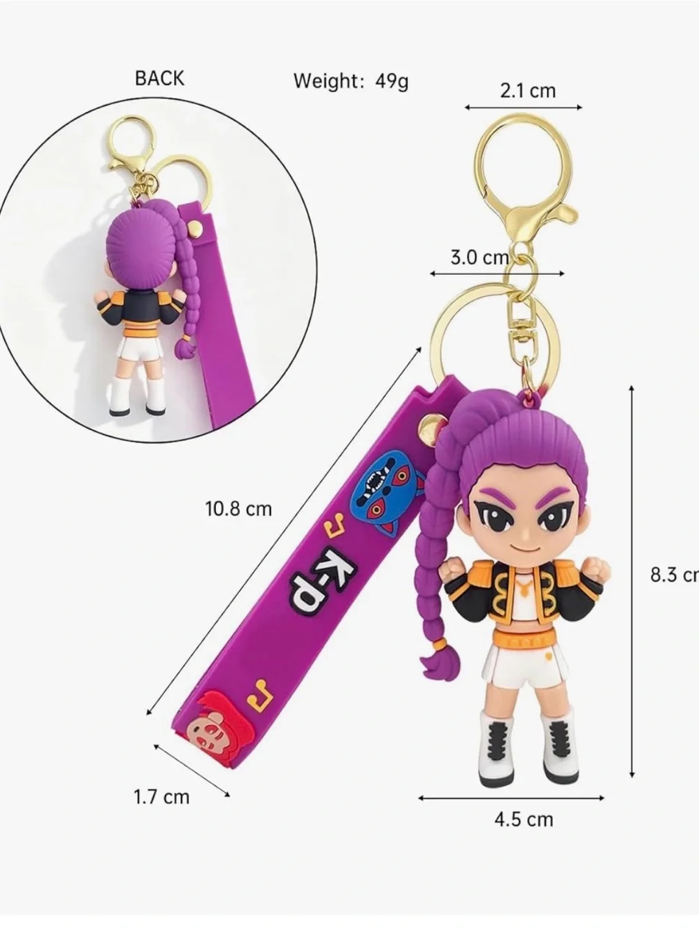 Purple Braided-Hair Girl Keychain Charm by